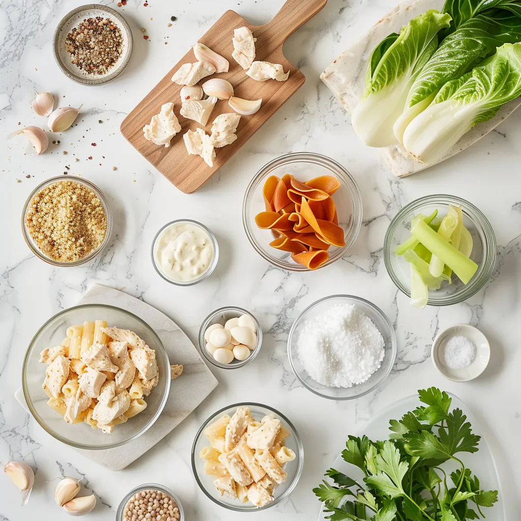 Chicken Caesar Pasta Salad Recipe Tasty ingredients