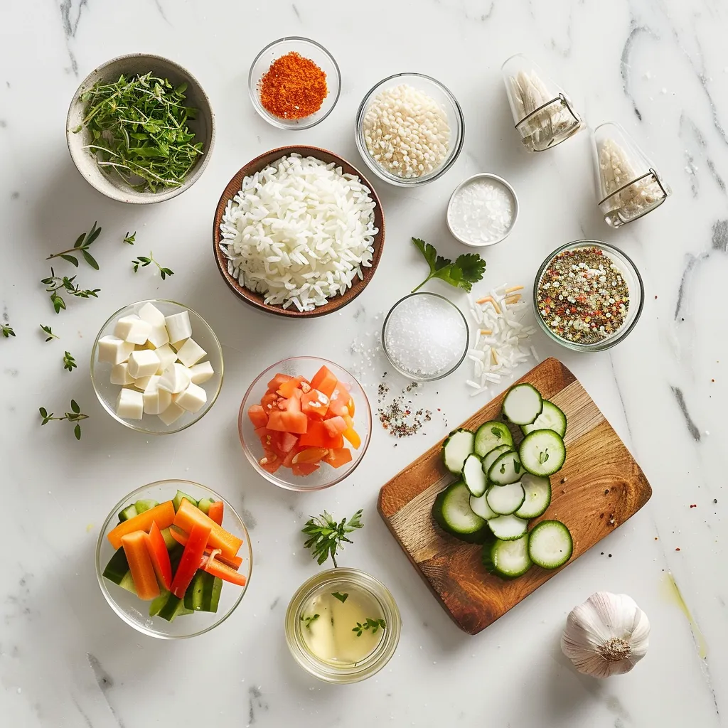 Flavorful Rice Salad ingredients