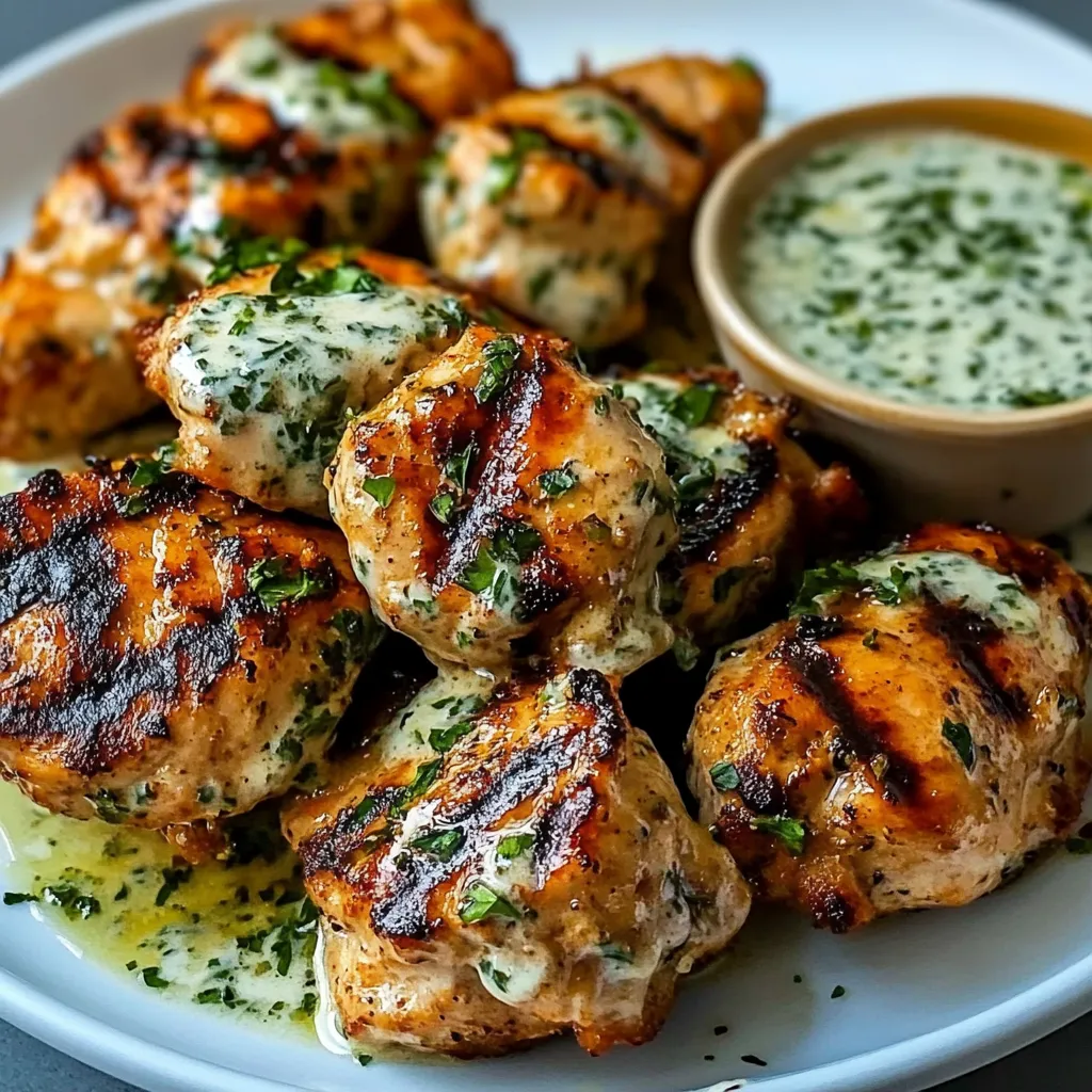 Grilled Chicken Bites with Creamy Garlic Sauce Irresistible