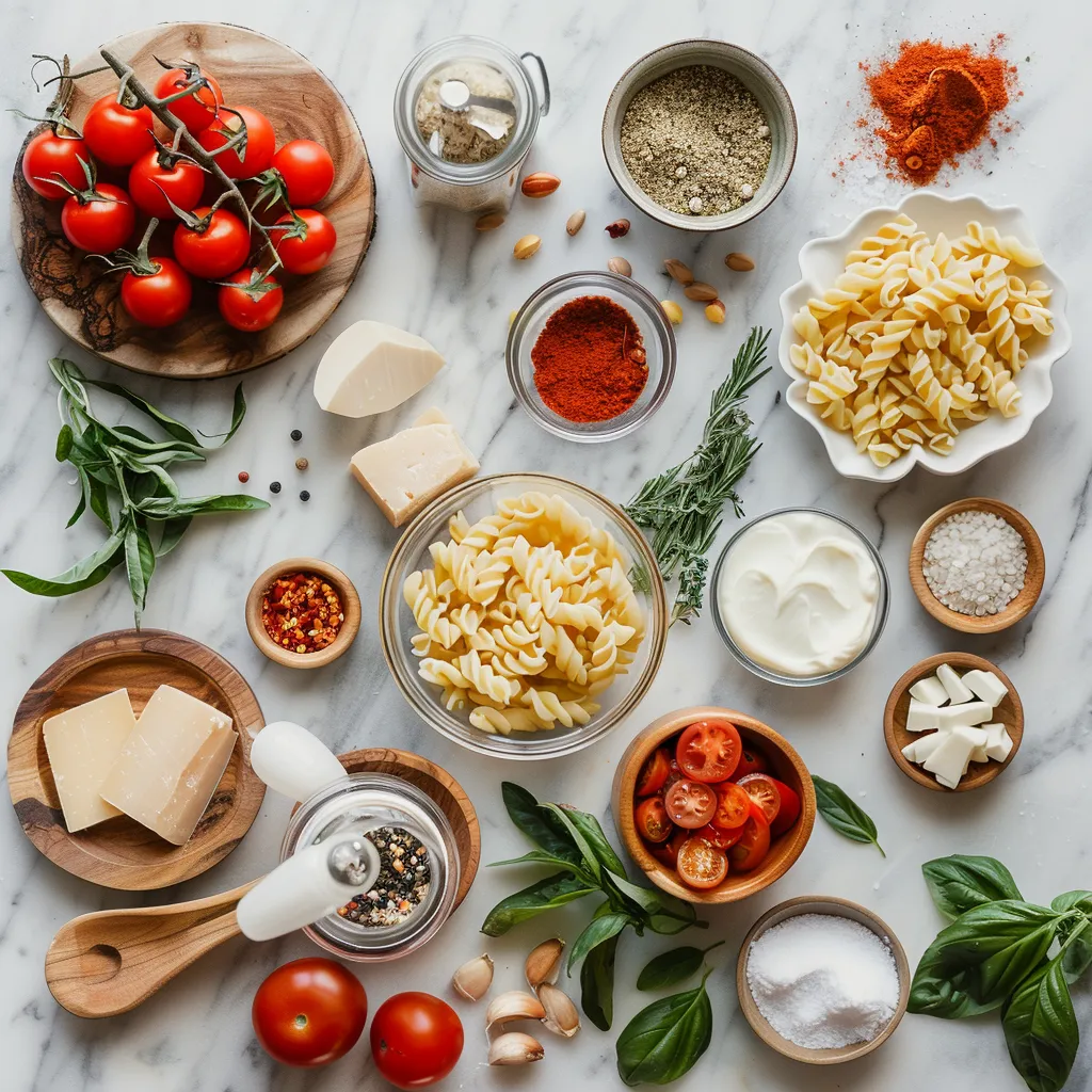 Heavenly One Pot Creamy Tomato Pasta Recipe ingredients