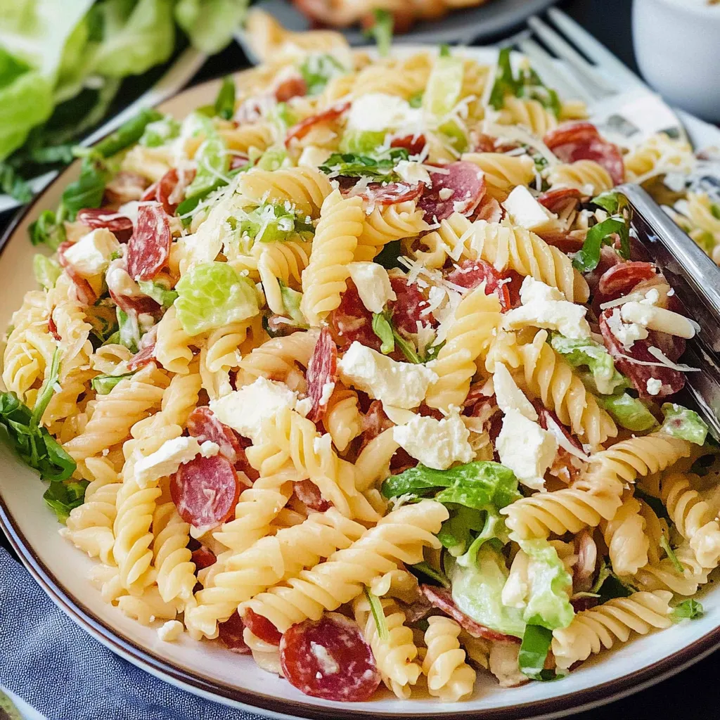 Italian Pasta Salad with Salami and Mozzarella Tasty