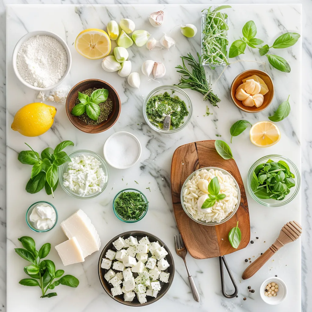 Lemon Basil Orzo Salad Delectable ingredients