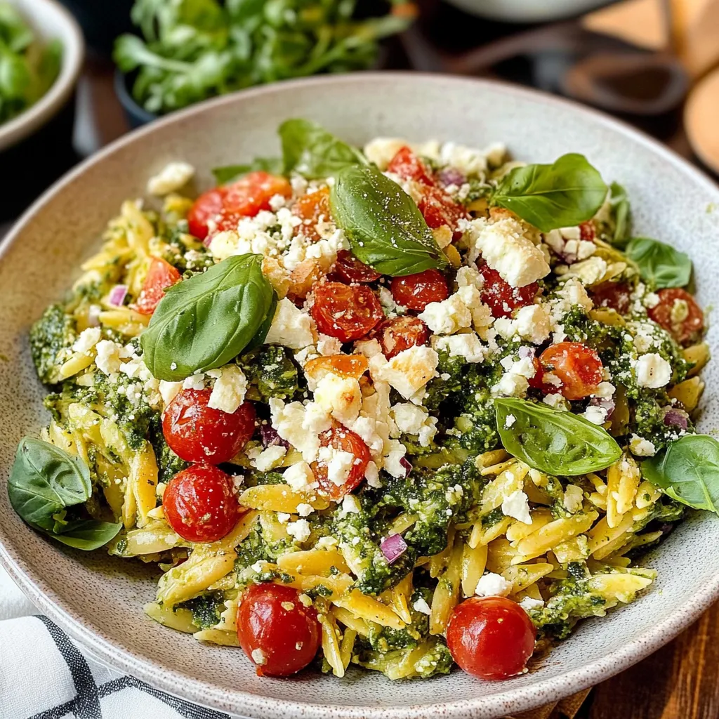 Summer Orzo Salad with Basil Pesto and Goat Cheese Luscious