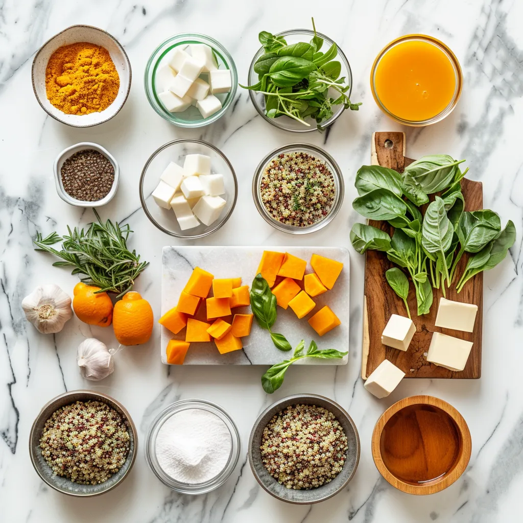 Tempting Roasted Butternut Squash Quinoa Salad for a Cozy Fall Dish ingredients