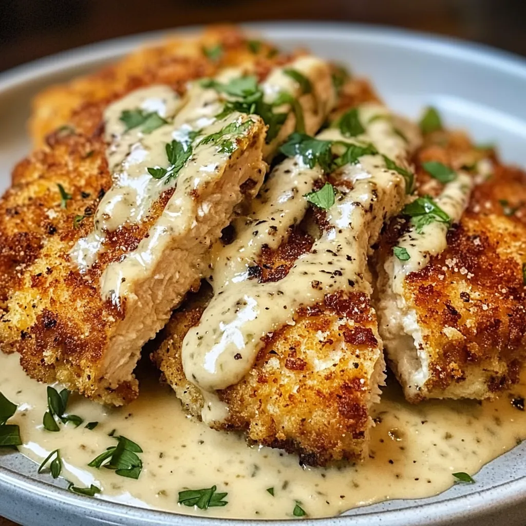 Zesty Creamy Parmesan Crusted Chicken with Garlic Sauce