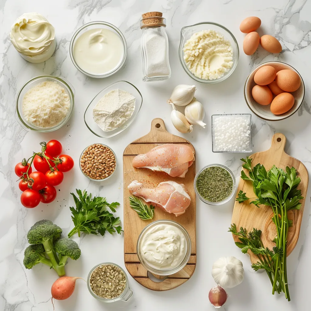 Zesty Creamy Parmesan Crusted Chicken with Garlic Sauce ingredients