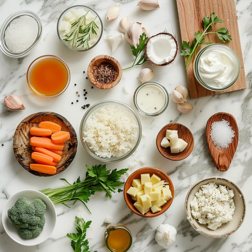 Coconut Chicken Brothy Rice for Cozy Nights ingredients