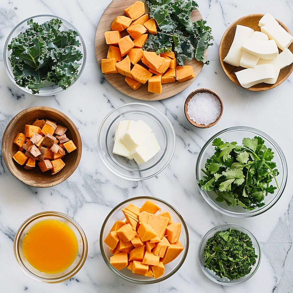 Sweet Potato Kale Salad Crispy ingredients