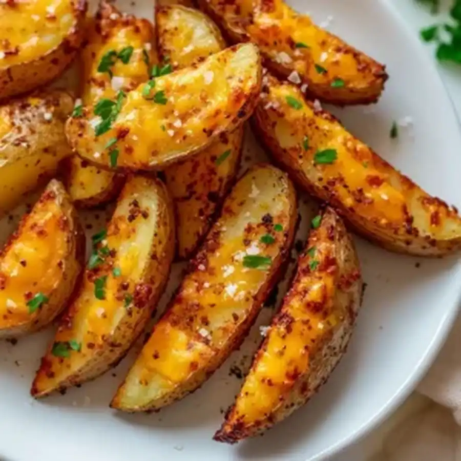 Crispy Air Fryer Cheesy Potato Wedges
