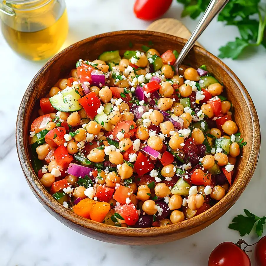 Restaurant-Quality Refreshing Mediterranean Chickpea Salad – Vibrant, Light & Healthy —