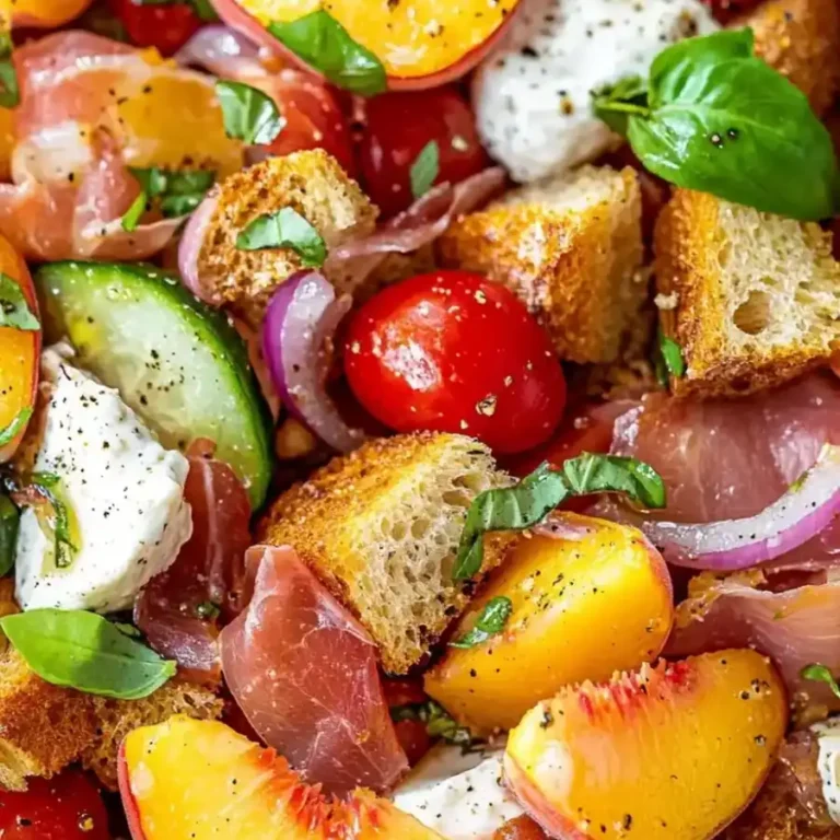 Peach Panzanella Salad | Fresh Summer Bread Salad Recipe