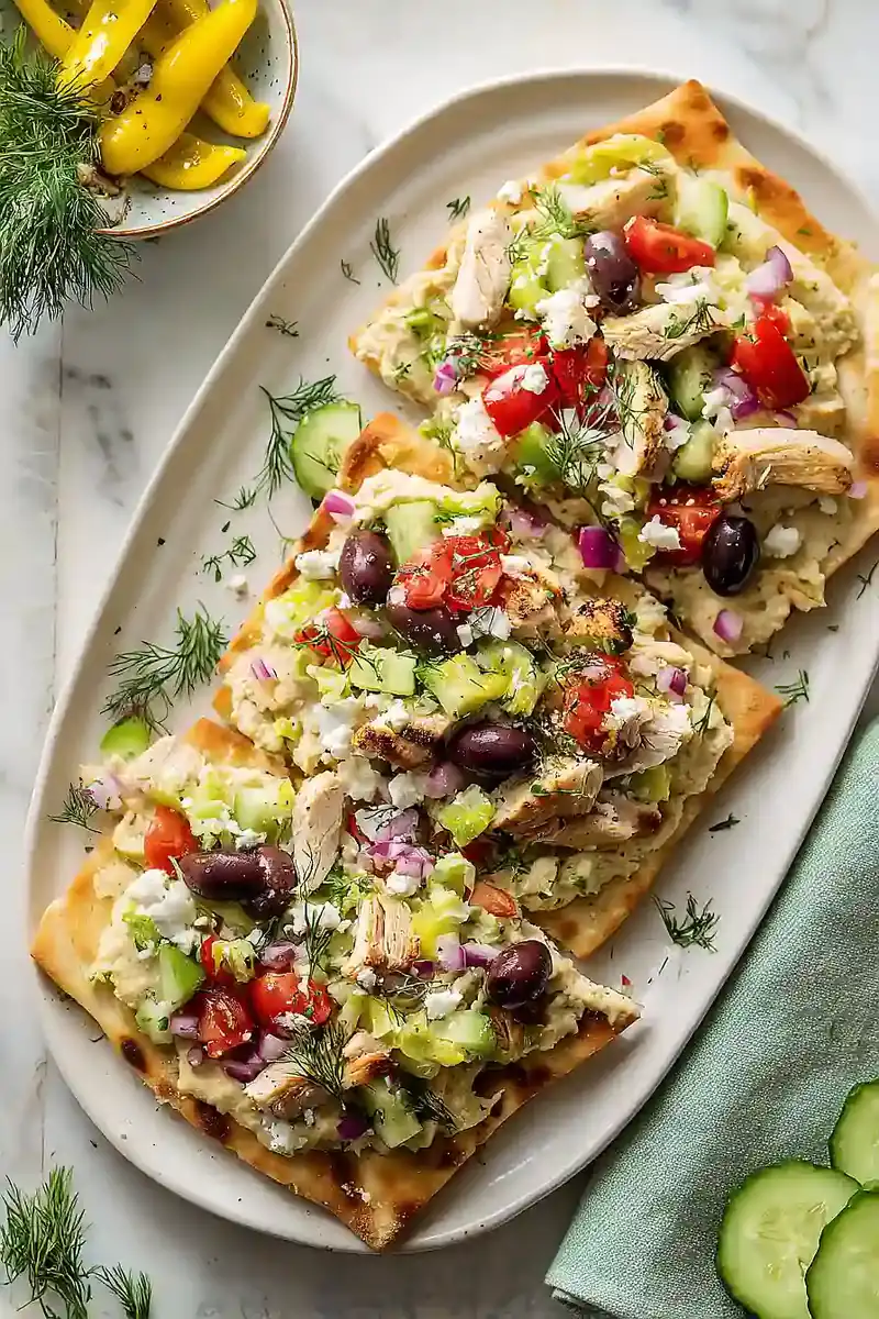 Greek Salad Flatbread — Mediterranean Flavors on a Crispy Crust
