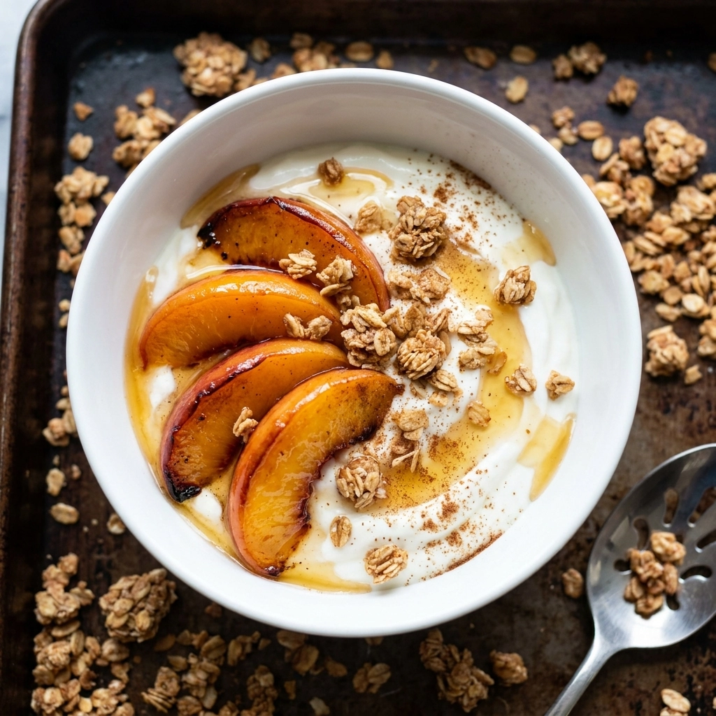 Warm Roasted Peach Yogurt Bowl: A Summer Morning Dream | Healthy Breakfast Idea
