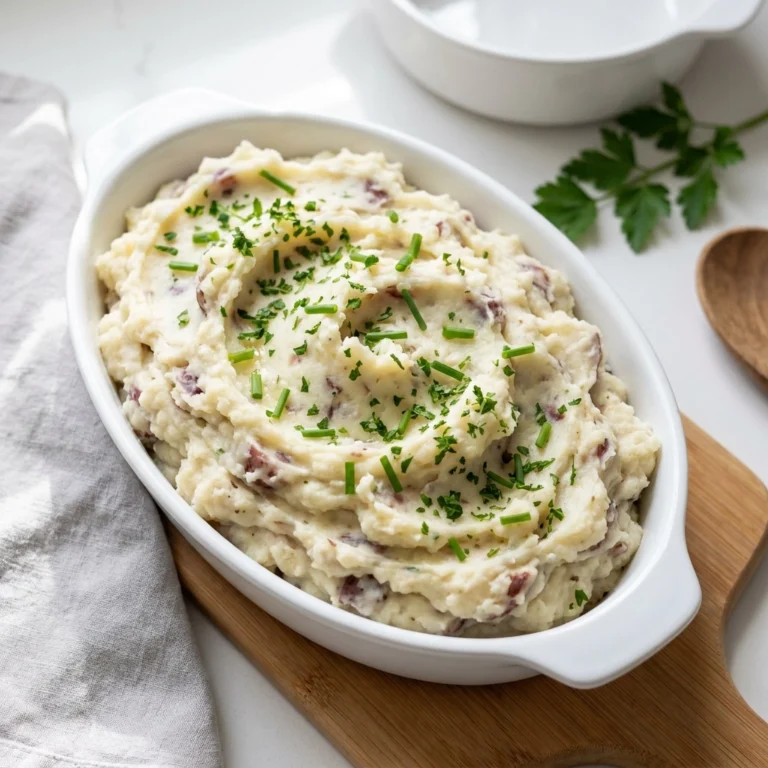 Slow Cooker Creamy Cauliflower Mashed Potatoes | Healthy Low Carb Side Dish