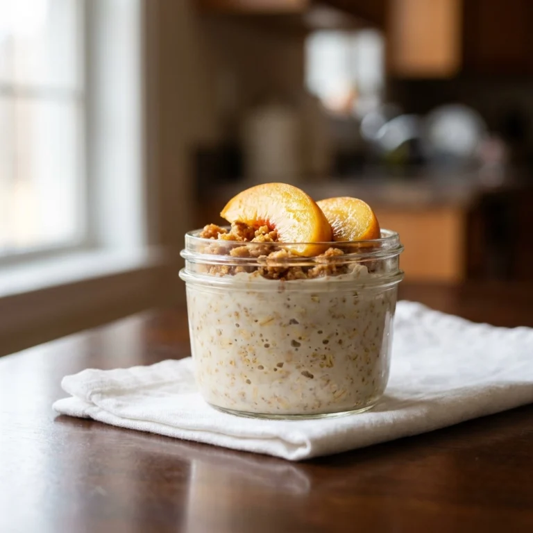 Overnight Peach Cobbler Oatmeal: A Dessert-Inspired Breakfast | Healthy Meal Prep