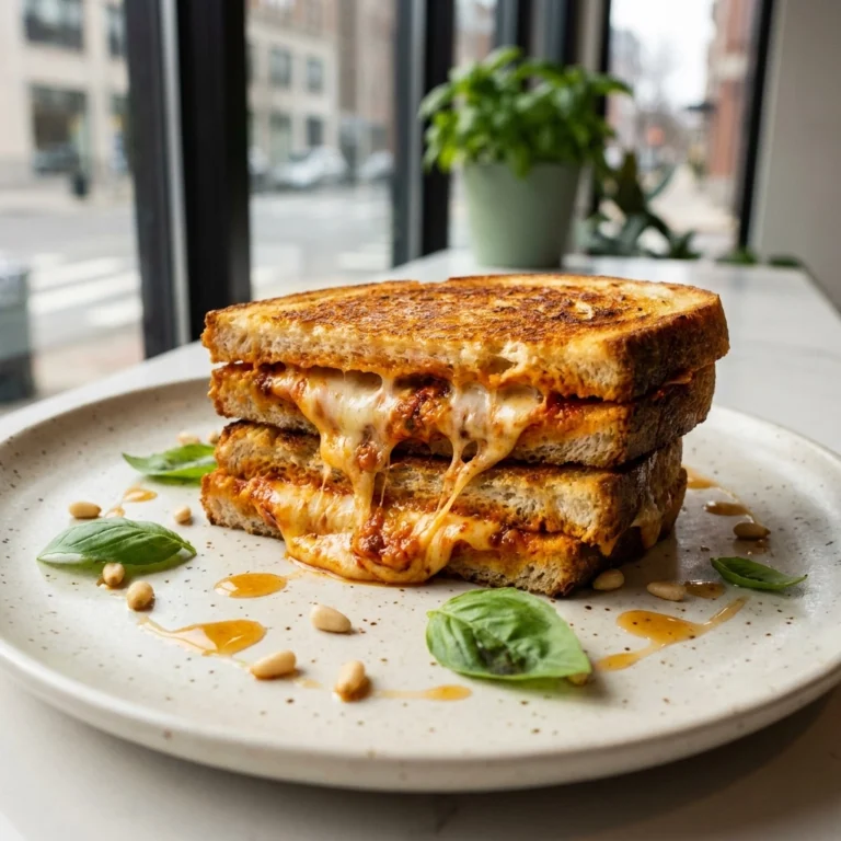 Roasted Red Pepper Pesto Swirl Pizza Grilled Cheese | Easy Gourmet Lunch Idea