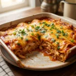 Chicken Enchilada Casserole Recipe Salsa Roja Layers With Cheddar Melt | Easy Dinner