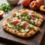 Flavorful Grilled Flatbread Pizza Recipe with Peach Prosciutto and Arugula for Easy Summer Meals | Summer Grilled Pizza
