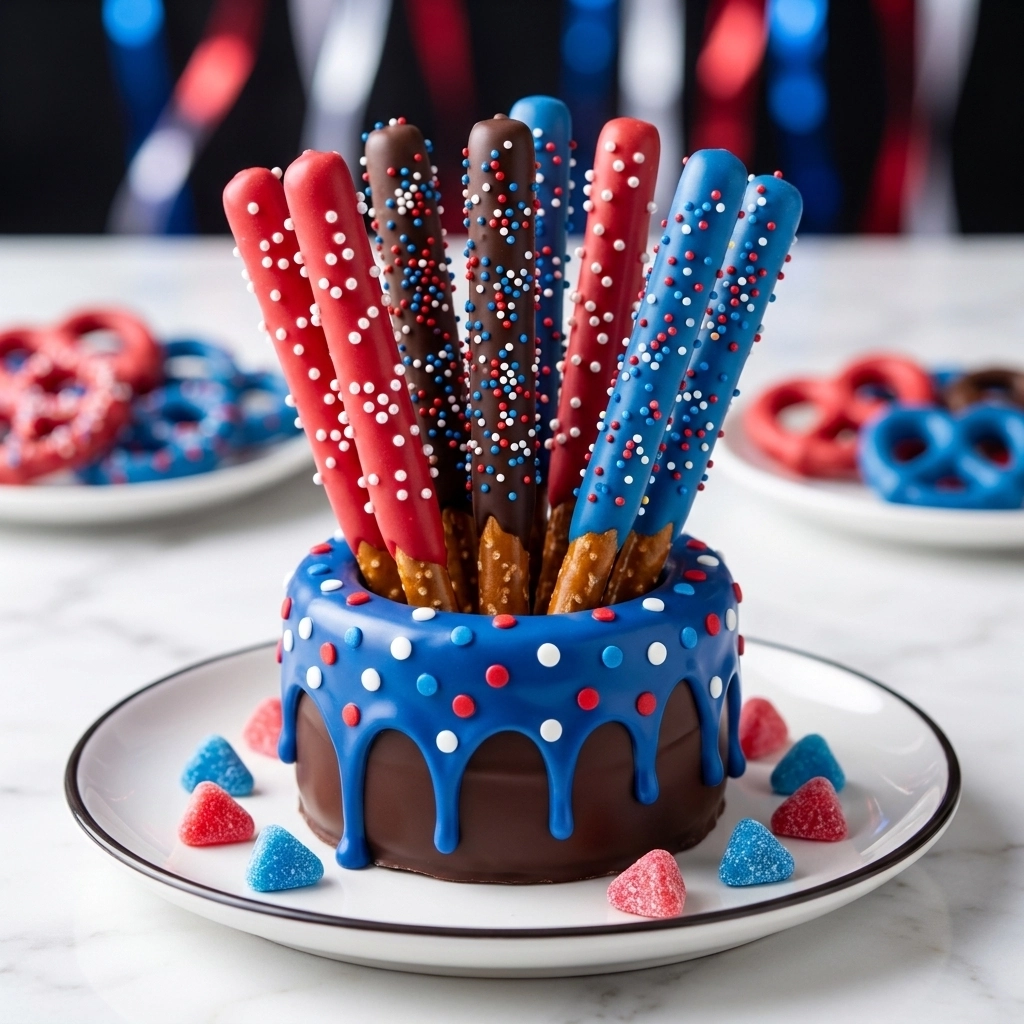 4th of July Pretzel Rods: Easy Red White & Blue Treats