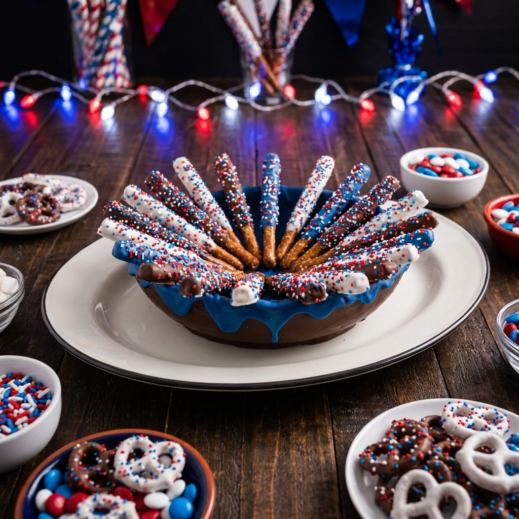 4th of July Pretzel Rods: Easy Red White & Blue Treats