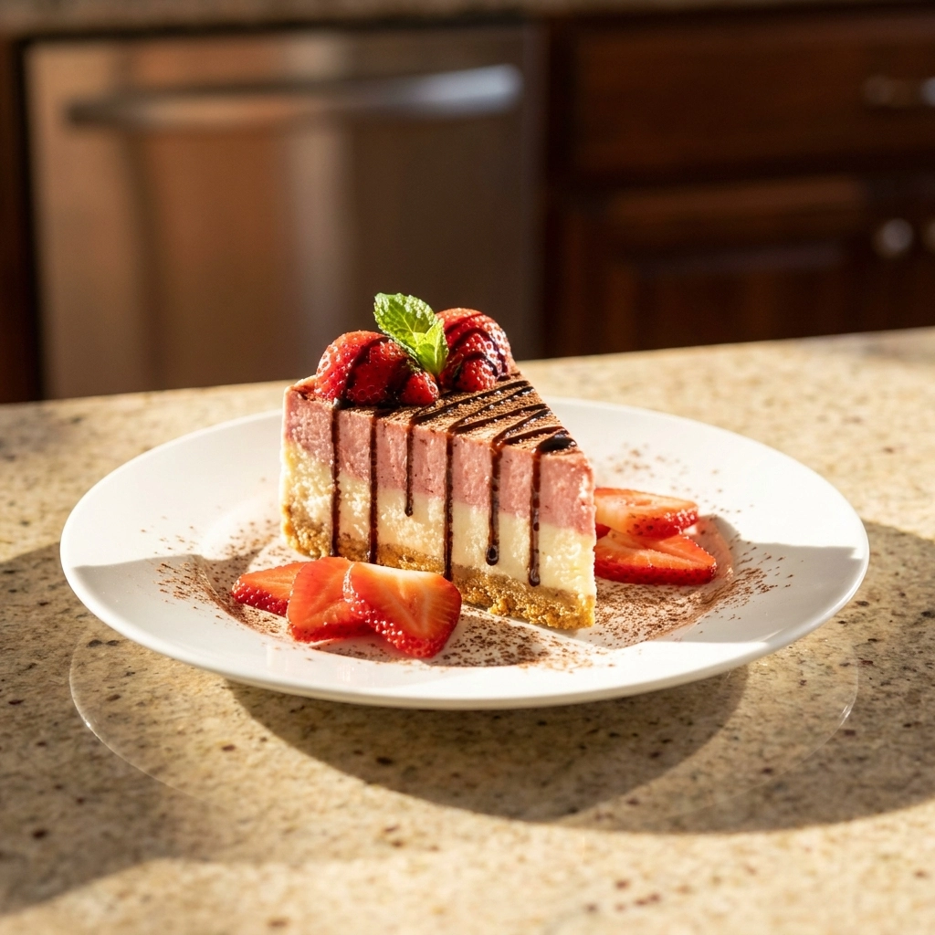 Strawberry Red Velvet Cheesecake With Balsamic Swirl | Gourmet Dessert Recipe