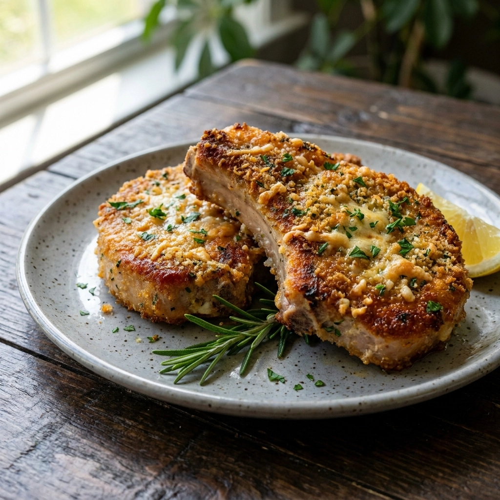 Crispy Parmesan Crusted Air Fryer Pork Chops Recipe Easy Perfect Dinner Idea | Quick Meal