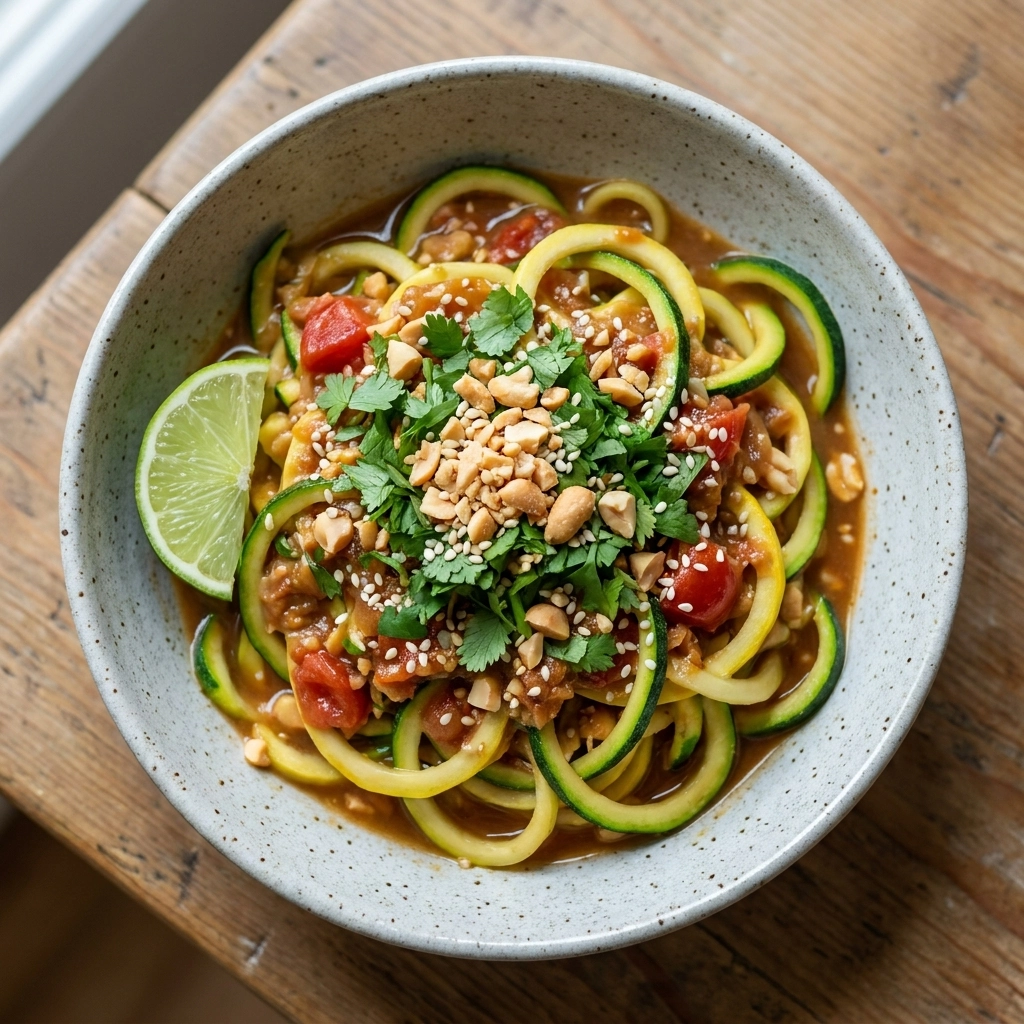 Healthy Zucchini Noodle Pad Thai Without Sugar Easy 20-Minute Recipe | Low Carb Dinner