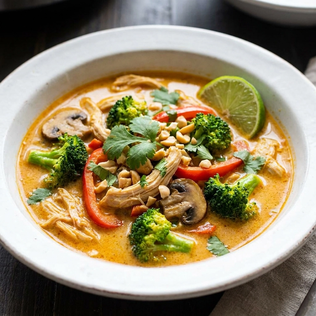 Slow Cooker Thai Coconut Chicken Soup Recipe | Easy Crockpot Thai Soup