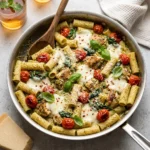 Creamy Pesto Chicken Pasta Bake with Garlic Mozzarella | Easy Family Dinner Idea