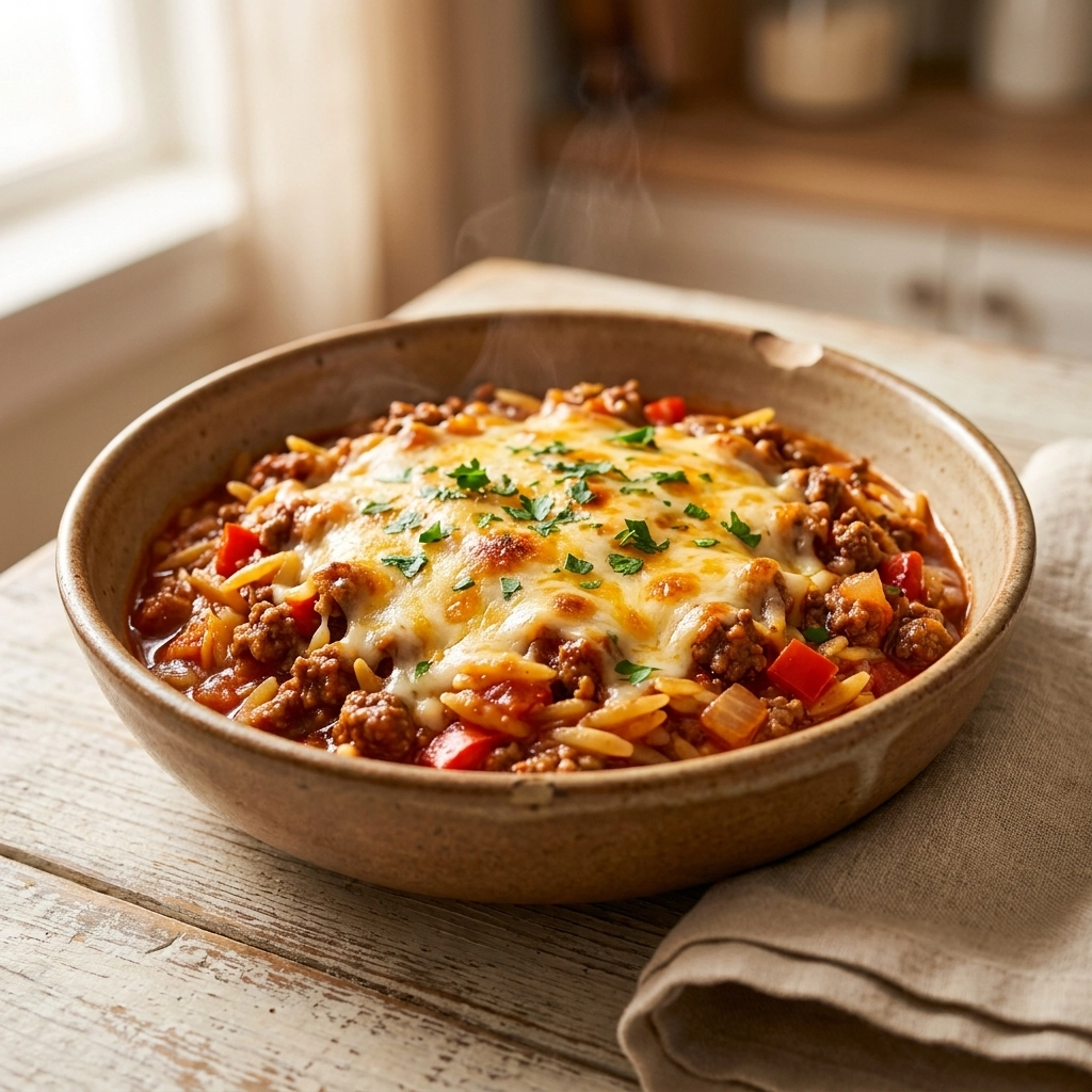 One-Pan Ground Beef Orzo Bake: The Ultimate Comfort Dinner | Easy One Pot Meal