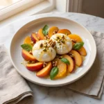 Peach and Burrata Caprese Salad Delight Recipe | Summer Peach Salad Idea