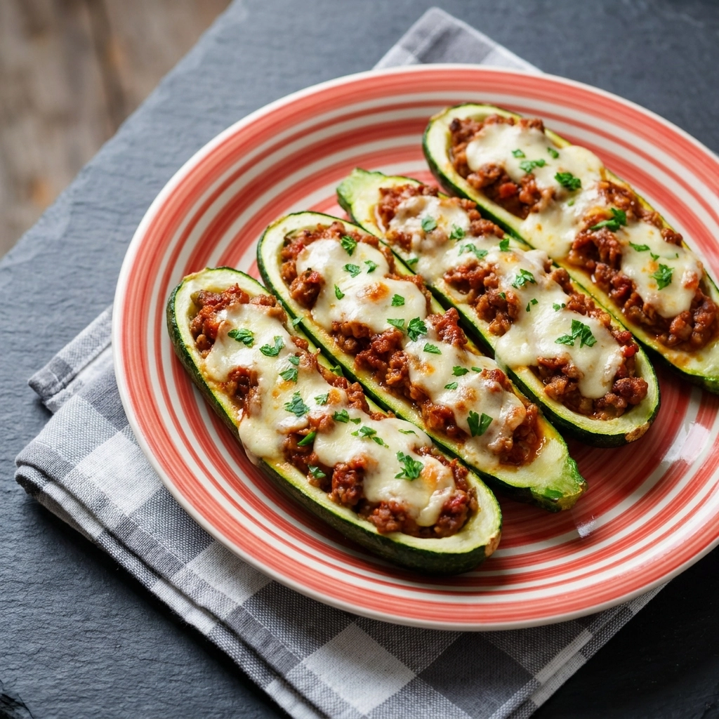 Savory Stuffed Zucchini Boats with Herbed Beef and Mozzarella | Low Carb Dinner Idea