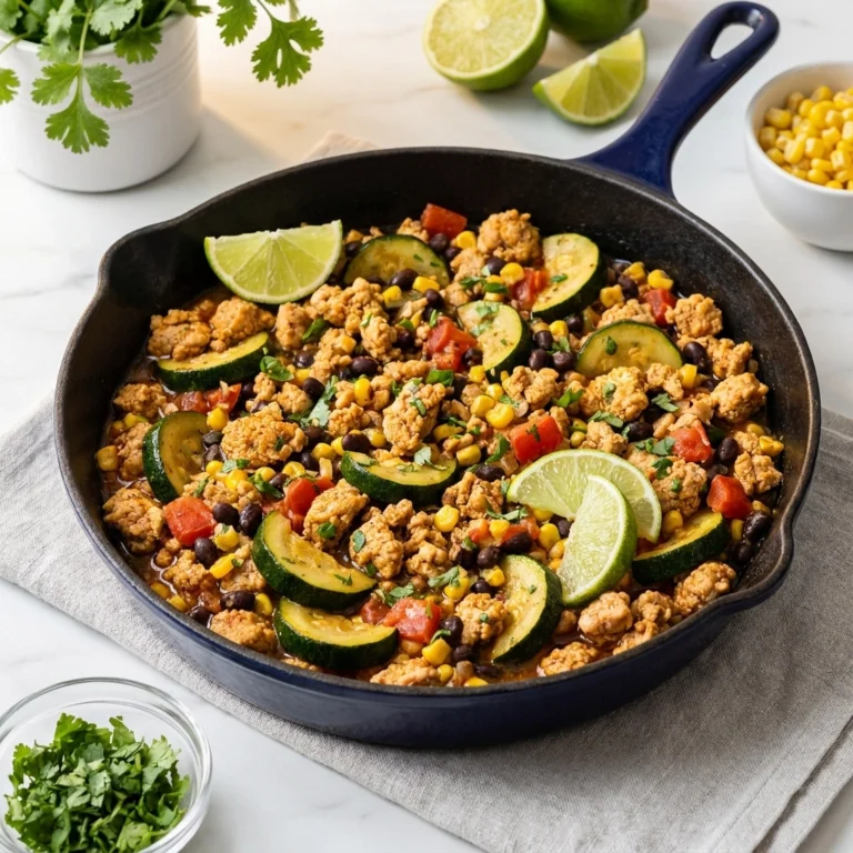 Ground Turkey Skillet with Zucchini, Corn, Black Beans and Tomato | Healthy Meal Prep