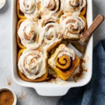 Cozy Pumpkin Cinnamon Rolls with Cream Cheese Frosting | Easy Fall Baking Recipe