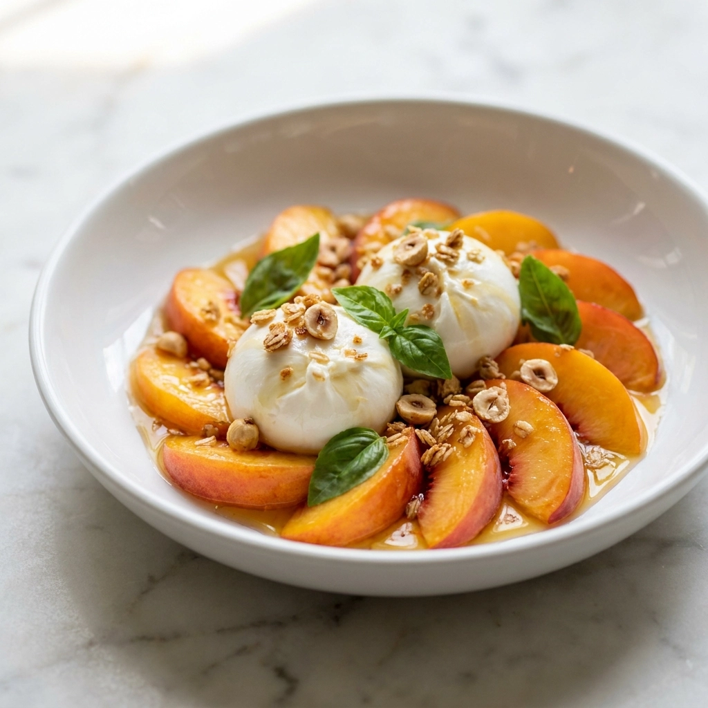 Peach and Burrata Caprese Salad Delight Recipe | Summer Peach Salad Idea