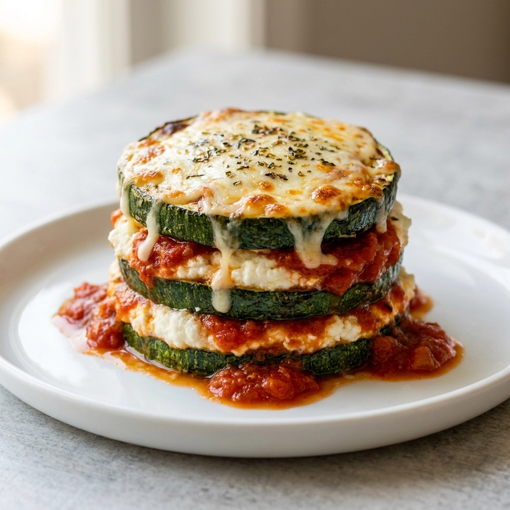 Layered Zucchini Ricotta Melts with Marinara Recipe | Easy Low Carb Appetizer
