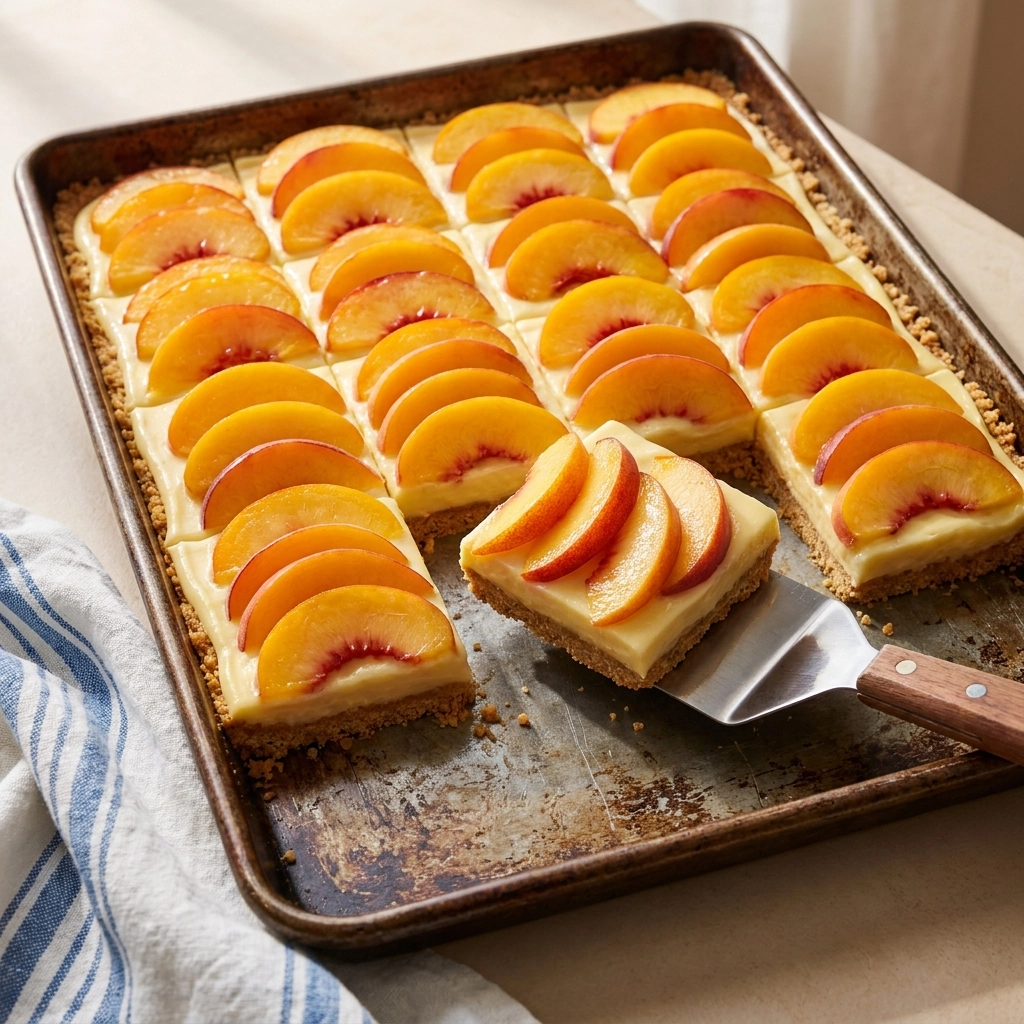 Peaches and Cream Delight Squares: A Masterclass in Summer Textures | Easy Peach Dessert