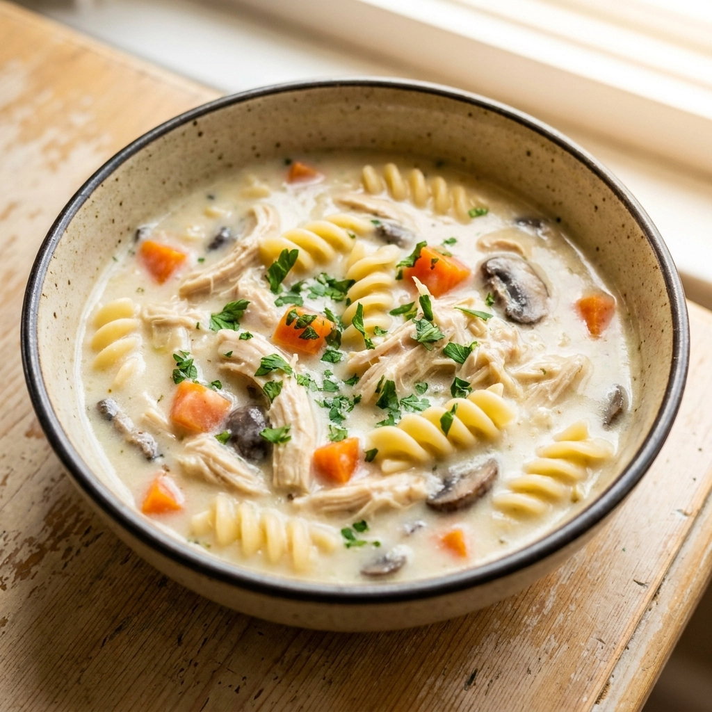 Creamy Chicken Tetrazzini Soup Recipe | Comforting Chicken Pasta Soup