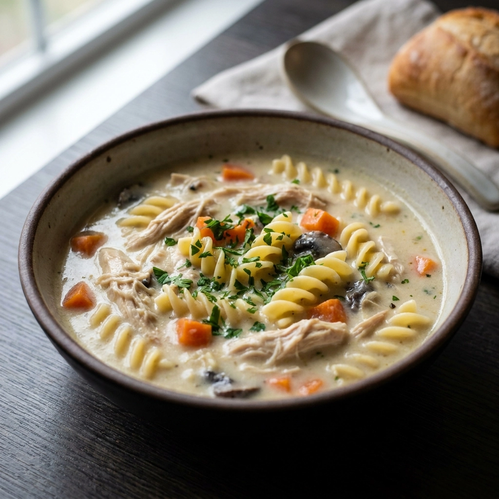 Creamy Chicken Tetrazzini Soup Recipe | Comforting Chicken Pasta Soup