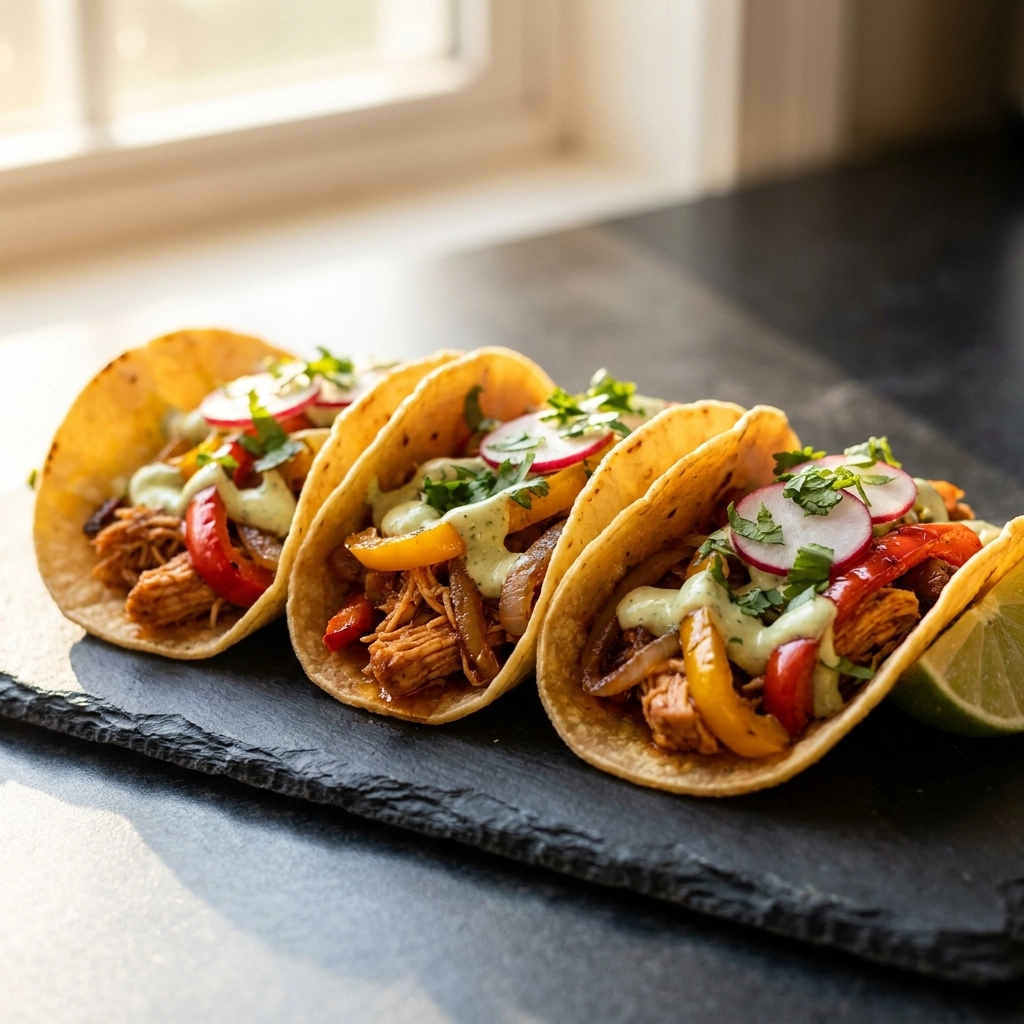 Slow Cooker Chicken Fajitas With Chipotle Lime Crema | Easy Crock Pot Dinner