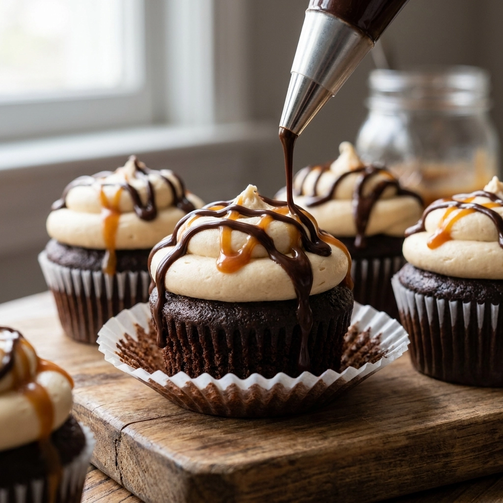 Decadent Chocolate Caramel Cupcakes | Easy Gourmet Dessert Recipe