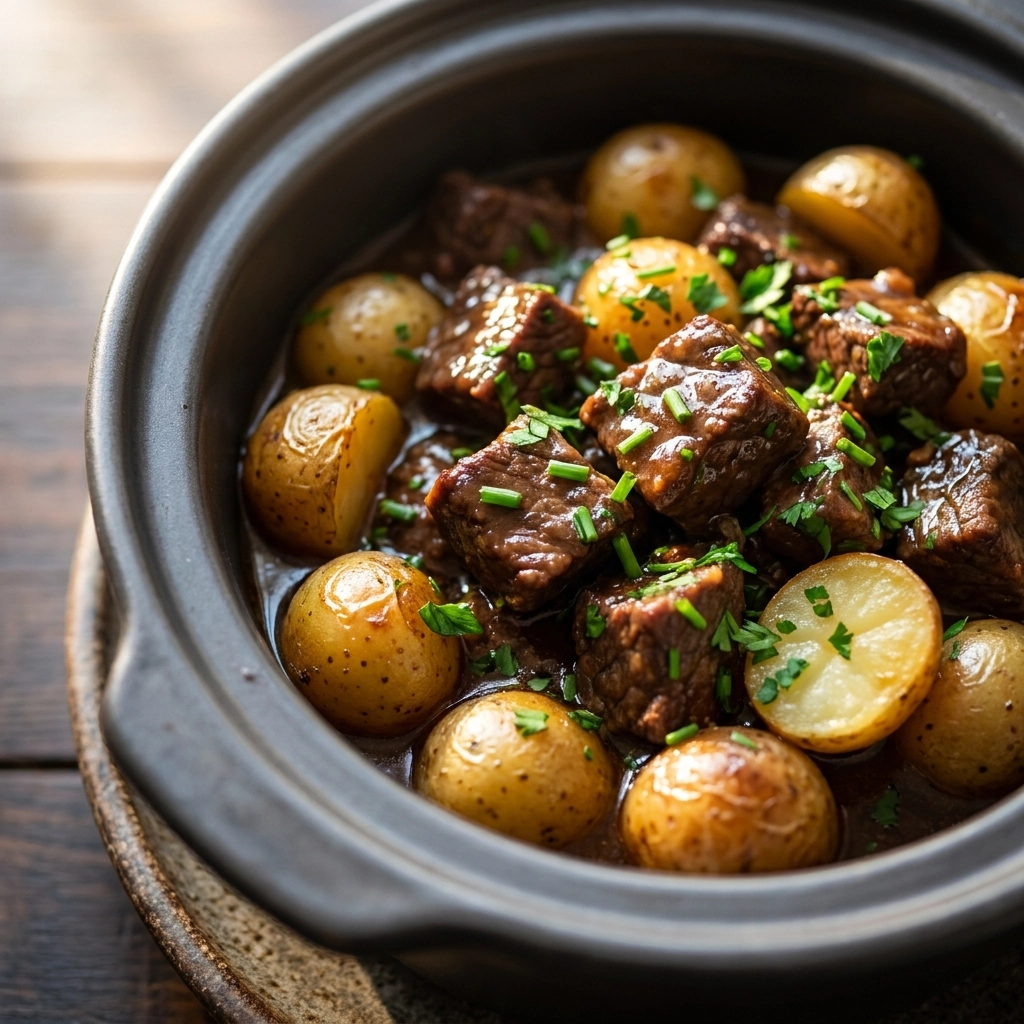 Crockpot Garlic Butter Beef Tips and Potatoes for Cozy Nights | Easy Slow Cooker Beef