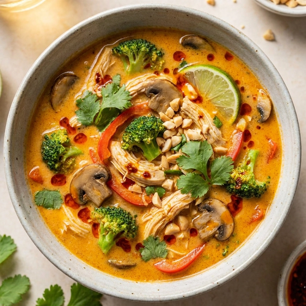Slow Cooker Thai Coconut Chicken Soup Recipe | Easy Crockpot Thai Soup