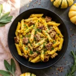Creamy Pumpkin Sausage Pasta with Sage and Garlic | Cozy Fall Dinner Idea