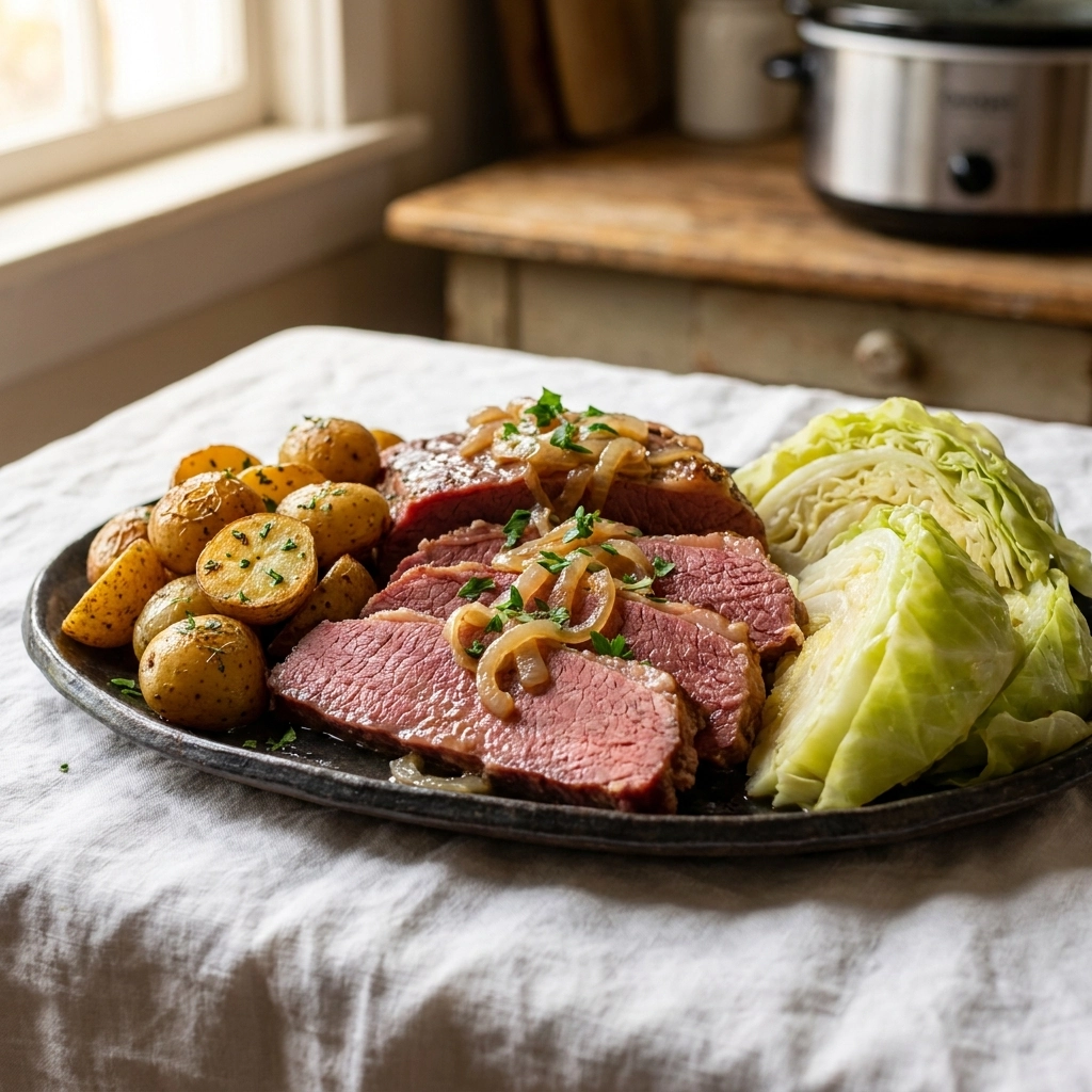 The Best Crockpot Corned Beef & Cabbage Recipe | Easy Slow Cooker Dinner