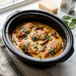 Slow Cooker Tuscan Chicken with Creamy Garlic Sauce | Easy Crockpot Dinner Idea