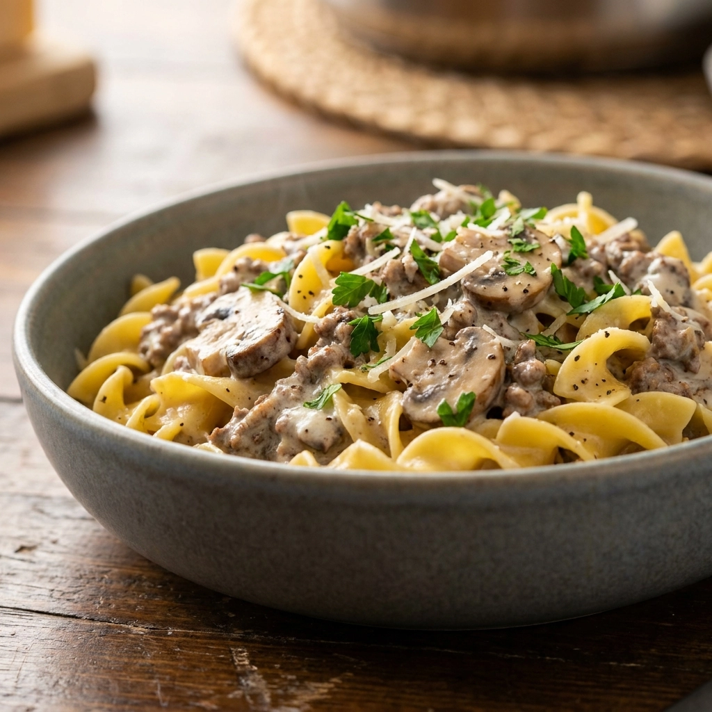 Easy Slow Cooker Ground Beef Stroganoff | Comforting Family Dinner Idea