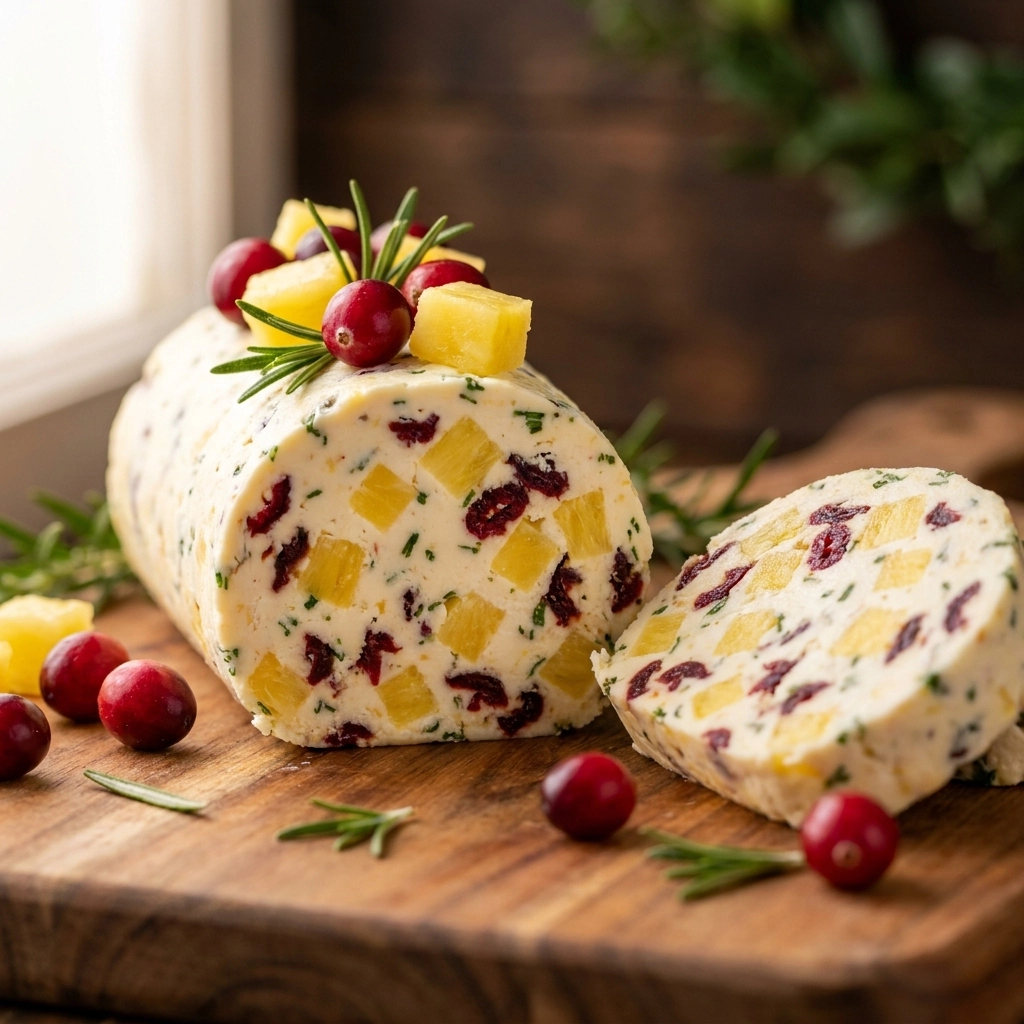 Festive Pineapple-Cranberry Cheddar Cheese Log | Holiday Appetizer Idea