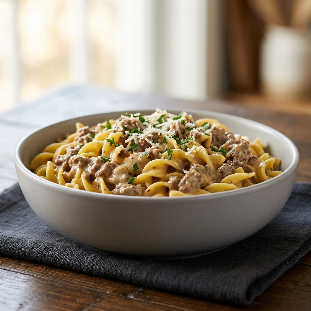 Easy Slow Cooker Ground Beef Stroganoff | Comforting Family Dinner Idea
