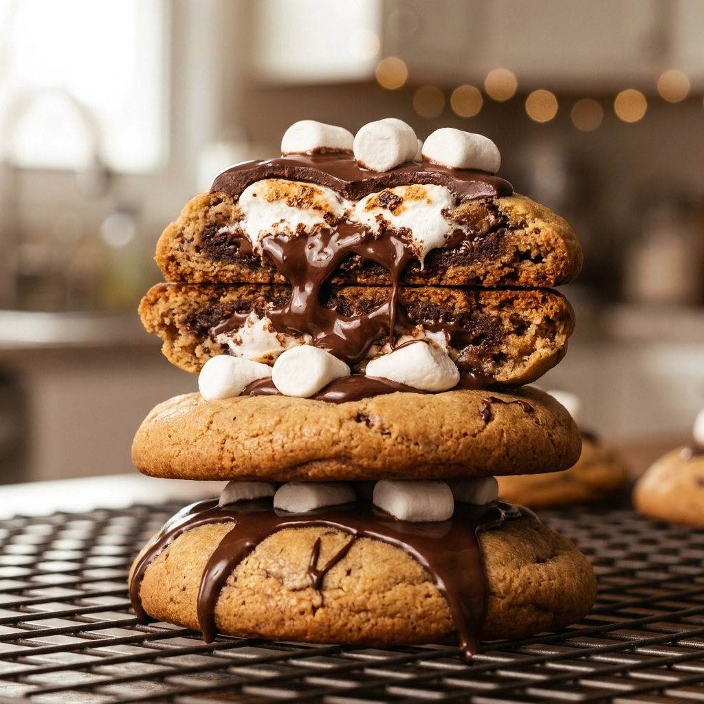 Gooey Nutella Marshmallow Cookies | Easy Nutella Dessert Recipe